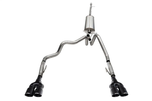 Corsa Cat-Back Dual Rear Exit Exhaust | Chevrolet Silverado ZR2 / GMC Sierra AT4 / AT4X (22-26) (21238BPC) Exhaust, Mufflers & Tips offroad accessory | Iron Ridge Offroad