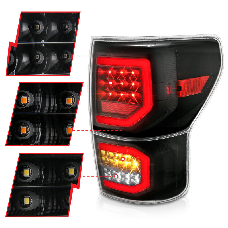 ANZO LED Tail Light Assembly Black Housing w/ Clear Lens Pair | Toyota Tundra (07-13) (311336)