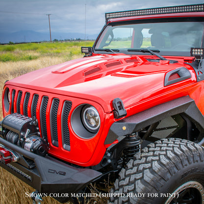 DV8 Offroad Primer Black Heat Dispersion Hood: Jeep Wrangler (18-21) / Gladiator (20-21)