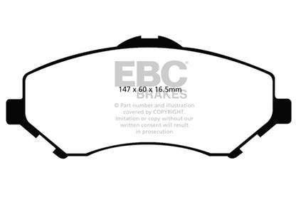 EBC Yellowstuff Brake Pads (FRONT): Jeep Wrangler (07-23) / Wrangler JK (18) / Chrysler Town & Country 2008-2011