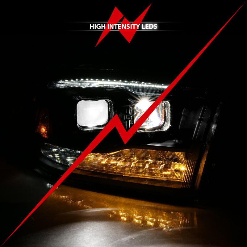 ANZO LED Projector Headlights Plank Style Switchback w/ Halo (Black): Dodge Ram 1500 2009 - 2018