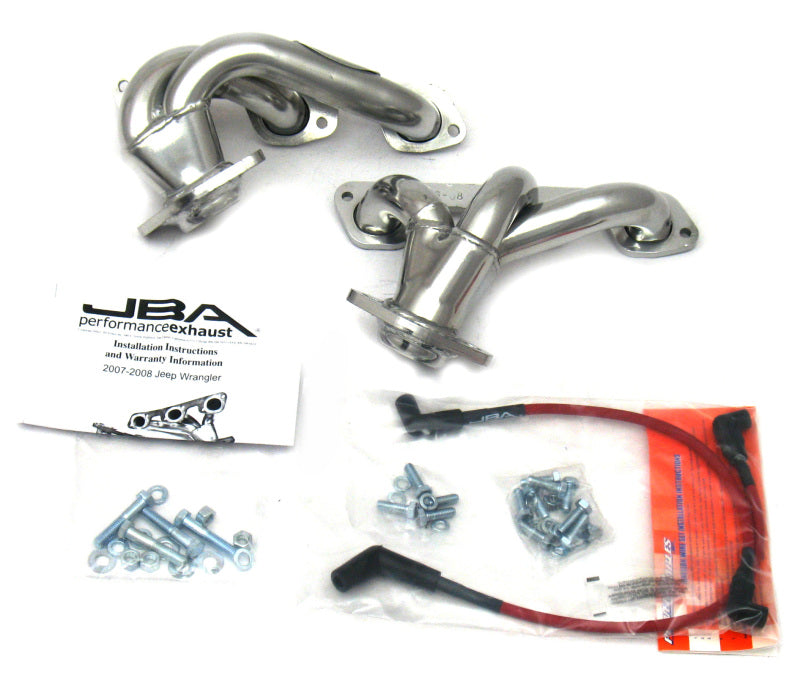 JBA Shorty Headers (Silver Ceramic): Jeep Wrangler 3.8L 2007 - 2011