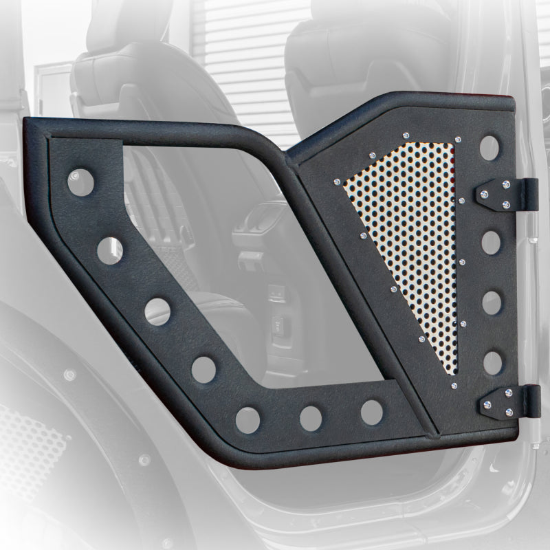DV8 Offroad Front Rock Doors w/ Perforated Aluminum Mesh (FRONT): Jeep Wrangler / Gladiator (18-21)