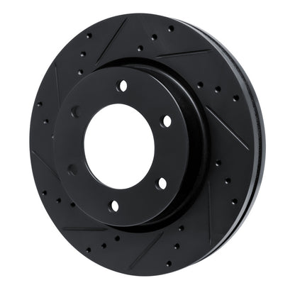 R1 Concepts 19-25mm Front Left Drilled & Slotted Black Brake Rotor | Ford Bronco (19-26) / Ranger (19-26) (ECB-54275L)