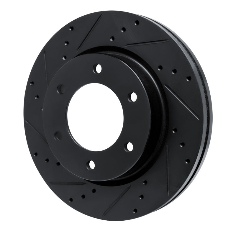 R1 Concepts 19-25mm Front Left Drilled & Slotted Black Brake Rotor | Ford Bronco (19-26) / Ranger (19-26) (ECB-54275L)