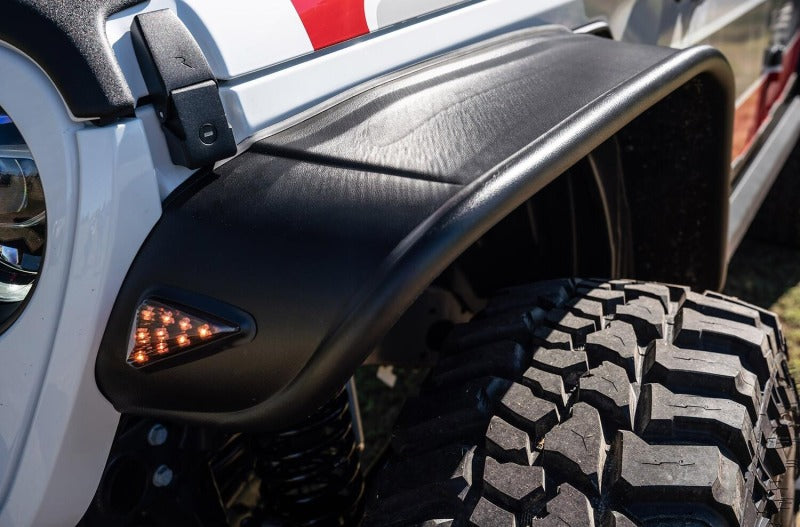 Bushwacker Flat Style Fender Flares 4pc: Fits Most Jeep Gladiator Models (2020-2024) - Black
