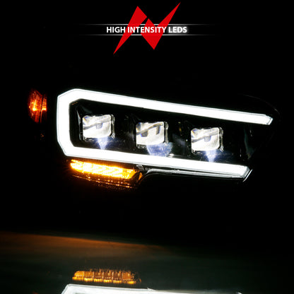 ANZO LED Projector Headlight Plank Style Black w/ Amber | Toyota Tacoma (16-18) (111496)