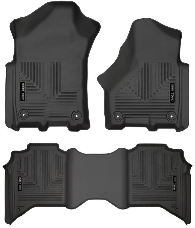 Husky Liners Black Weatherbeater Front and 2nd Seat Floor Liners: Ram 2500 / 3500 2019-2024