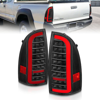 ANZO Full LED Tail Lights w/ Light Bar Sequential Black Housing Clear Lens | Toyota Tacoma (05-15) (311427)