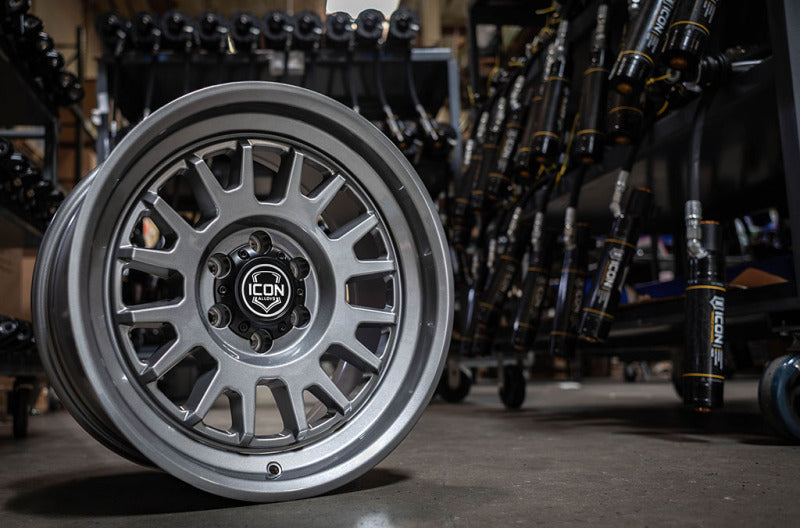 ICON 17x8.5 / 6x5.5 / 25mm Offset / 5.75in BS Gun Metal Wheel | Ford Ranger (19-26) / Ford Bronco (21-26) (8217859057GM)