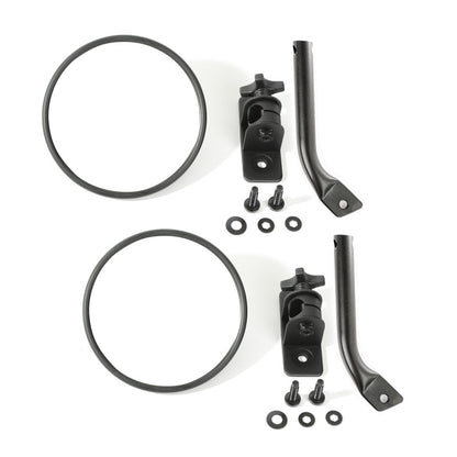 Rugged Ridge Textured Black Round Stubby Trail Mirror Kit | Jeep Wrangler JK / JL (07-25) (11025.21)