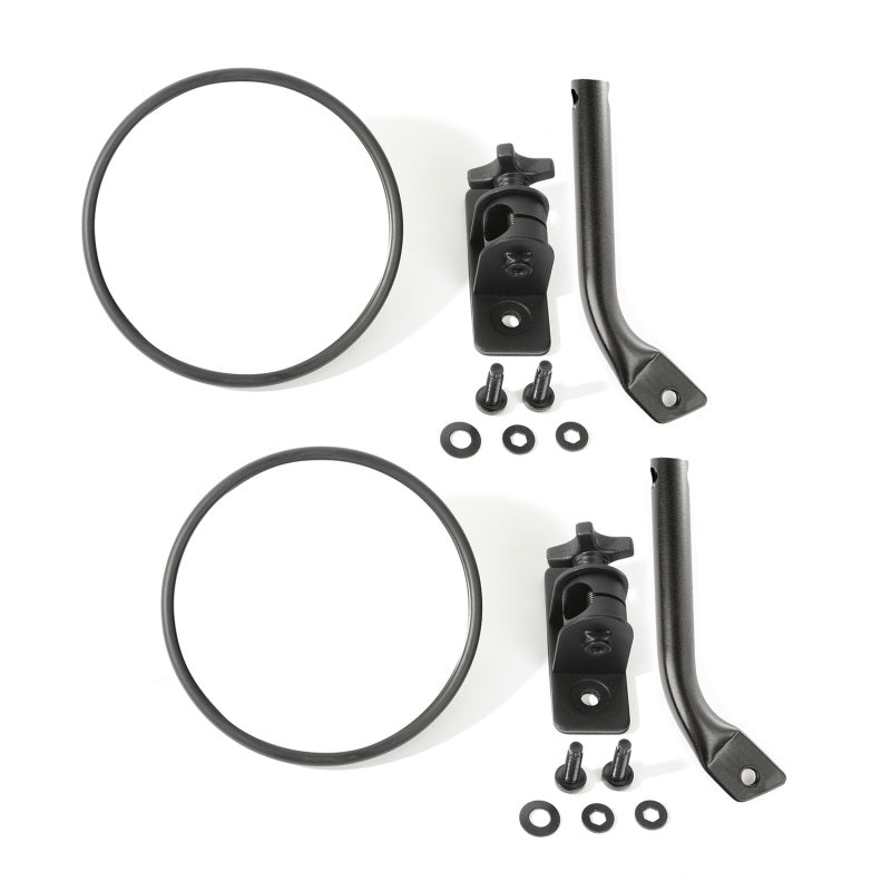 Rugged Ridge Textured Black Round Stubby Trail Mirror Kit | Jeep Wrangler JK / JL (07-25) (11025.21)