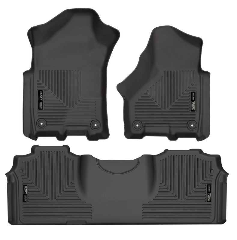 Husky Liners Black Weatherbeater Front and 2nd Seat Floor Liners: Ram 2500 / 3500 2019-2024