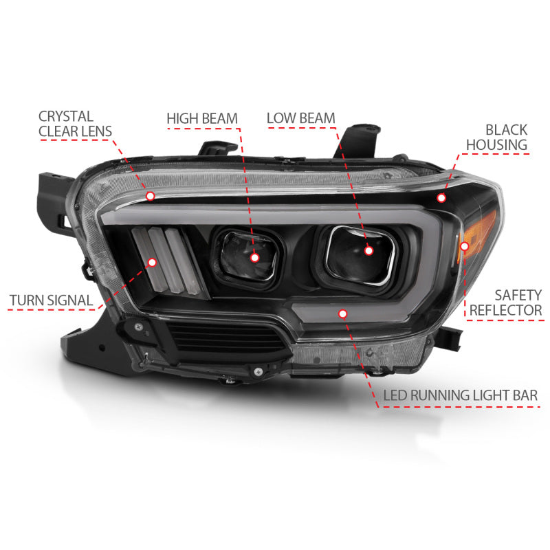 ANZO Projector Headlights | Toyota Tacoma (16-17, 20-23) (111379)