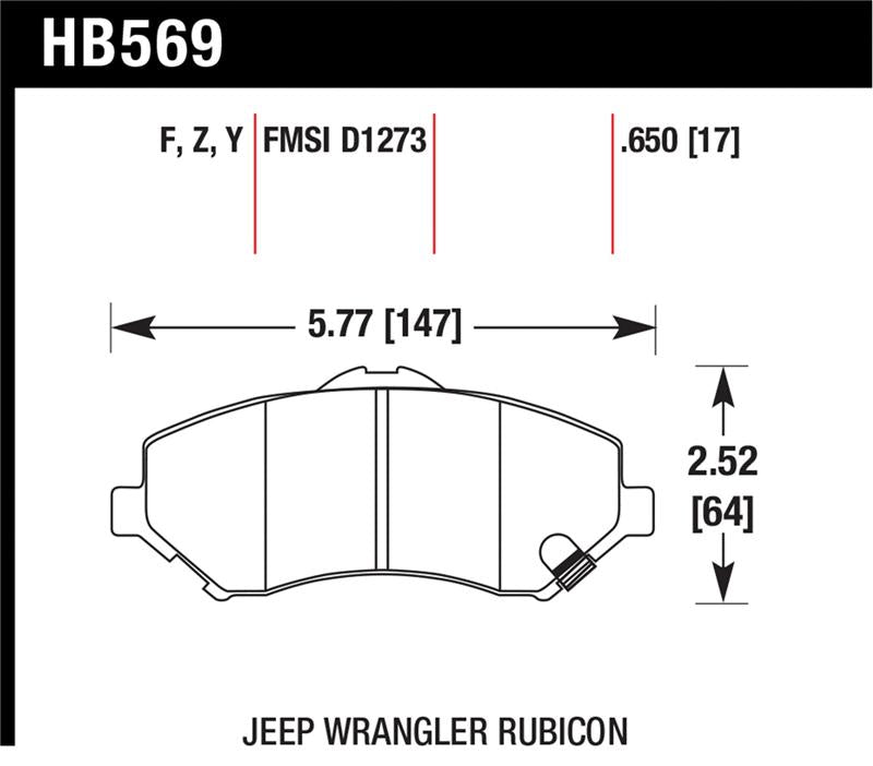 Hawk Performance HPS Front Brake Pads (FRONT): Jeep Wrangler JK 2007-18