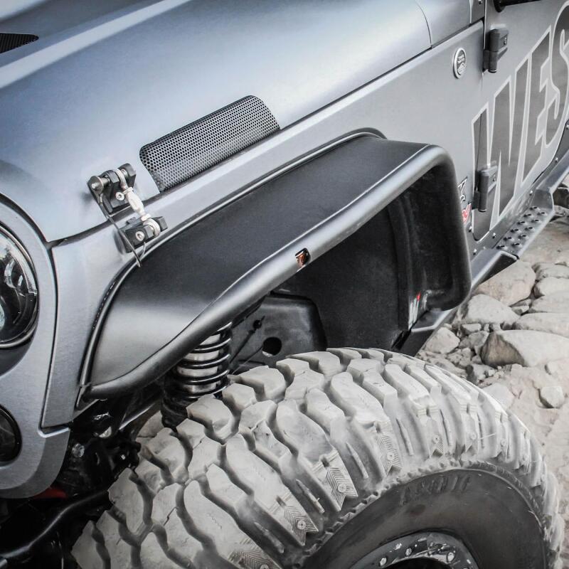 Westin Textured Black Tube Fenders (FRONT): Jeep Wrangler (07-17) / Wrangler JK (18)