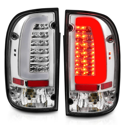 ANZO LED Tail Light Assembly Chrome Housing Clear Lens Pair | Toyota Tacoma (95-00) (311355)