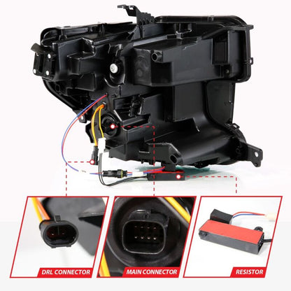 ANZO LED Projector Headlights w/ Switchback + Sequential Black | GMC Sierra 1500 (19-21) (111600)