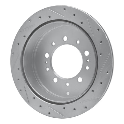 R1 Concepts Rear Left Drilled & Slotted Silver Brake Rotor | Toyota Land Cruiser (14-18 / 19-21 / 07-09 / 10-13)