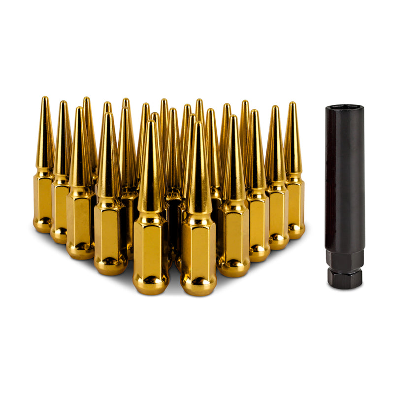 Mishimoto Steel Spiked Lug Nuts | Ford Ranger / Bronco (19-26) M12x1.5 24pc Set | Gold