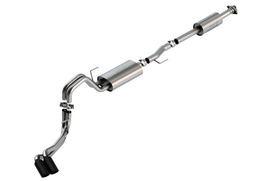 Borla 3" Dual Side Exit Touring Cat-Back | Ford F-150 (21) 2.7L/3.5L | 4dr CC SB EC STB Lar/KingR/Plnm/LTD 3/2.25 DSE CB Tips (140870BC)