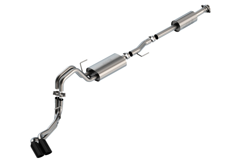 Borla 3" Dual Side Exit Touring Cat-Back | Ford F-150 (21) 2.7L/3.5L | 4dr CC SB EC STB Lar/KingR/Plnm/LTD 3/2.25 DSE CB Tips (140870BC)