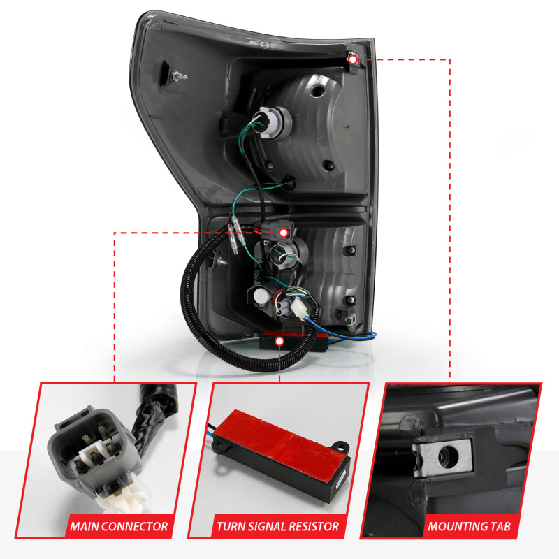 ANZO LED Tail Light Assembly Black Housing w/ Smoke Lens Pair | Toyota Tundra (07-13) (311337)
