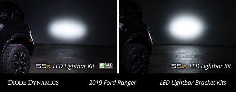 Diode Dynamics 19 - 21 Ford Ranger SS6 LED Lightbar Kit - Amber Driving Lights offroad accessory | Iron Ridge Offroad