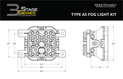 Diode Dynamics SS3 Pro Type AS Kit ABL - Yellow SAE Fog Lights offroad accessory | Iron Ridge Offroad