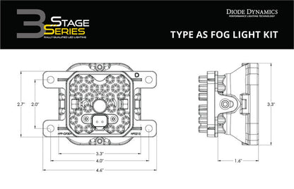 Diode Dynamics SS3 Pro Type AS Kit ABL - Yellow SAE Fog Lights offroad accessory | Iron Ridge Offroad