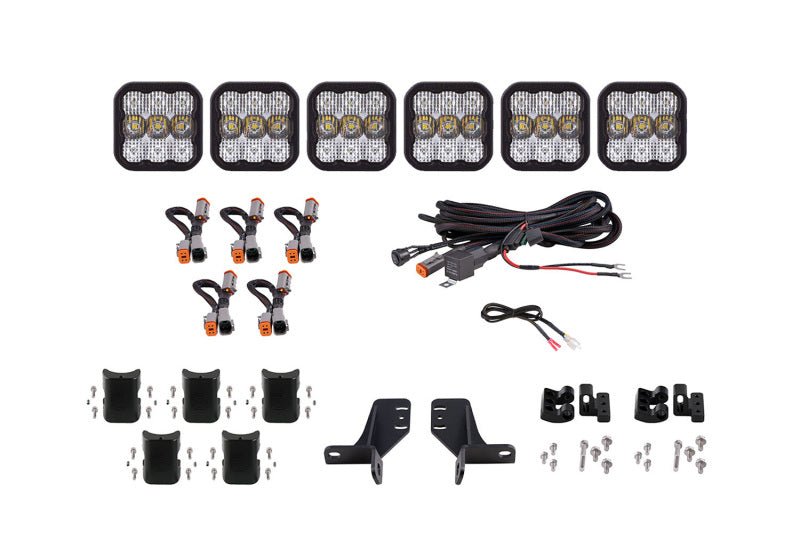 Diode Dynamics SS5 6 - Pod CrossLink Sport White Combo Grille Lightbar Kit - 2021 Ford Bronco Lights offroad accessory | Iron Ridge Offroad
