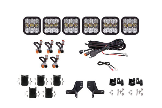 Diode Dynamics SS5 6 - Pod CrossLink Sport White Combo Grille Lightbar Kit - 2021 Ford Bronco Lights offroad accessory | Iron Ridge Offroad