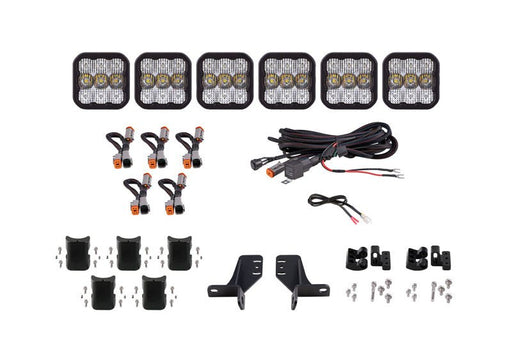 Diode Dynamics SS5 6 - Pod CrossLink Sport White Combo Grille Lightbar Kit - 2021 Ford Bronco Lights offroad accessory | Iron Ridge Offroad