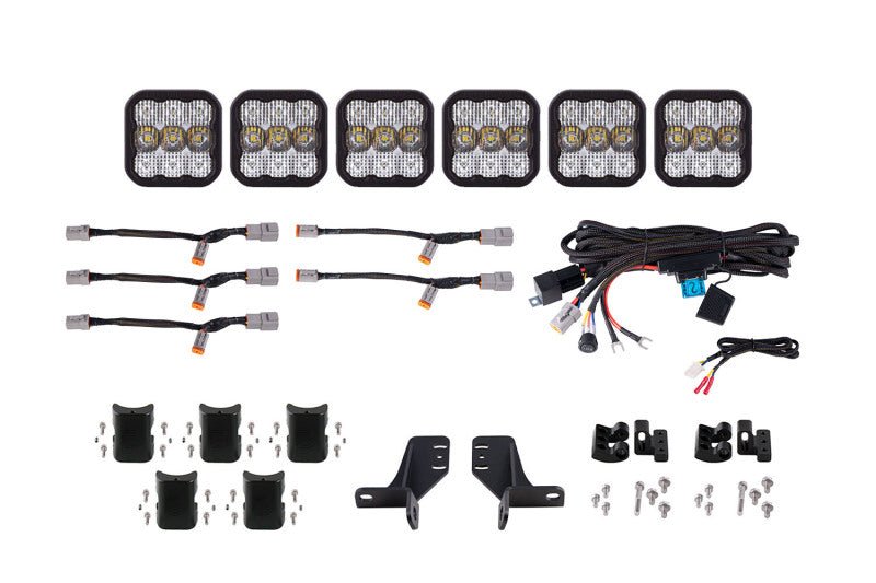 Diode Dynamics SS5 6 - Pod CrossLink White Combo Pro Grille Lightbar Kit Pro - 2021+ Ford Bronco Lights offroad accessory | Iron Ridge Offroad