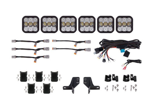 Diode Dynamics SS5 6 - Pod CrossLink White Combo Pro Grille Lightbar Kit Pro - 2021+ Ford Bronco Lights offroad accessory | Iron Ridge Offroad