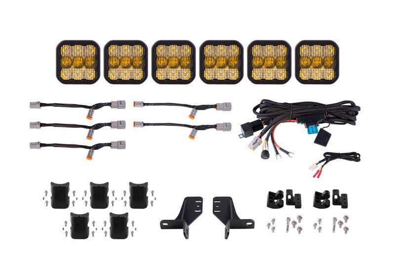 Diode Dynamics SS5 6 - Pod CrossLink Yellow Combo Pro Grille Lightbar Kit - 2021+ Ford Bronco Lights offroad accessory | Iron Ridge Offroad