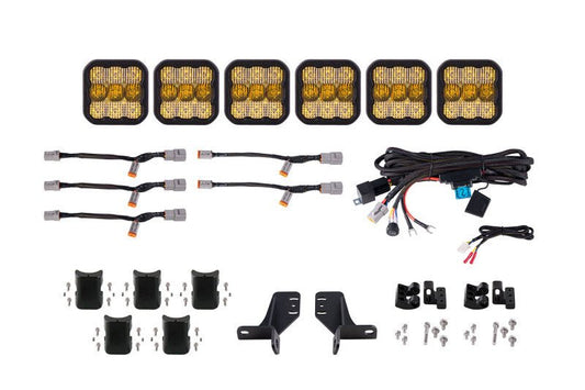 Diode Dynamics SS5 6 - Pod CrossLink Yellow Combo Pro Grille Lightbar Kit - 2021+ Ford Bronco Lights offroad accessory | Iron Ridge Offroad