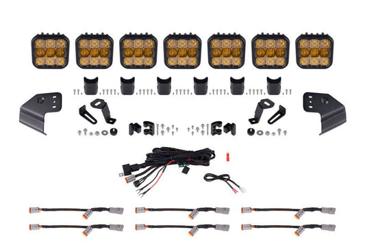 Diode Dynamics SS5 CrossLink Windshield Sport Yellow Combo Lightbar Kit - 2021+ Ford Bronco Lights offroad accessory | Iron Ridge Offroad