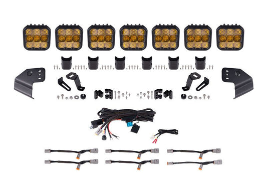 Diode Dynamics SS5 CrossLink Windshield Yellow Combo Pro Lightbar Kit - 2021+ Ford Bronco Lights offroad accessory | Iron Ridge Offroad