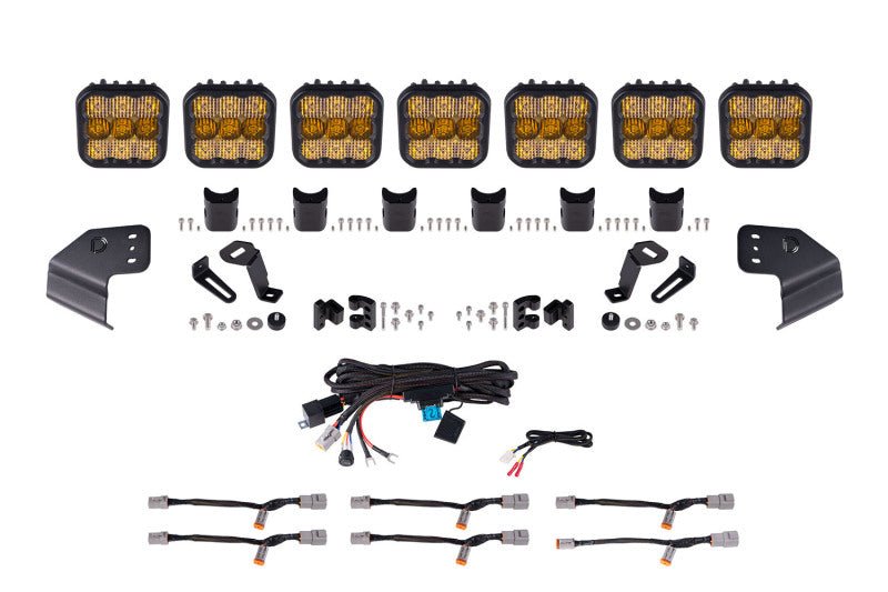Diode Dynamics SS5 CrossLink Windshield Yellow Combo Pro Lightbar Kit - 2021+ Ford Bronco Lights offroad accessory | Iron Ridge Offroad