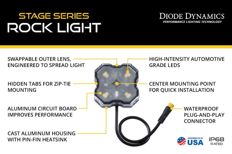 Diode Dynamics Stage Series RGBW LED Rock Light Kit 8 - pack Lights offroad accessory | Iron Ridge Offroad