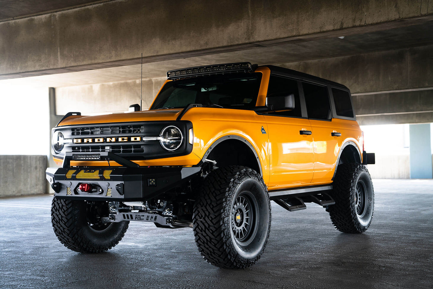 DV8 40 in Curved LED Light Bar Mount - 2021+ Ford Bronco Exterior Styling offroad accessory | Iron Ridge Offroad
