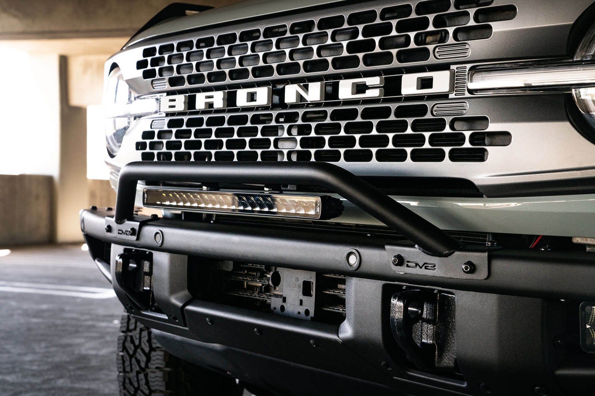 DV8 Factory Steel Bumper Bull Bar - 2021+ Ford Bronco Exterior Styling offroad accessory | Iron Ridge Offroad