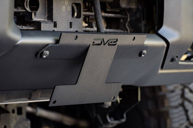 DV8 Factory Steel Front Bumper Relocation License Bracket - 2021+ Ford Bronco Exterior Styling offroad accessory | Iron Ridge Offroad