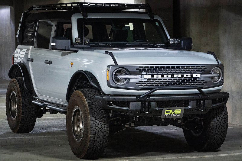 DV8 Factory Steel Front Bumper Relocation License Bracket - 2021+ Ford Bronco Exterior Styling offroad accessory | Iron Ridge Offroad