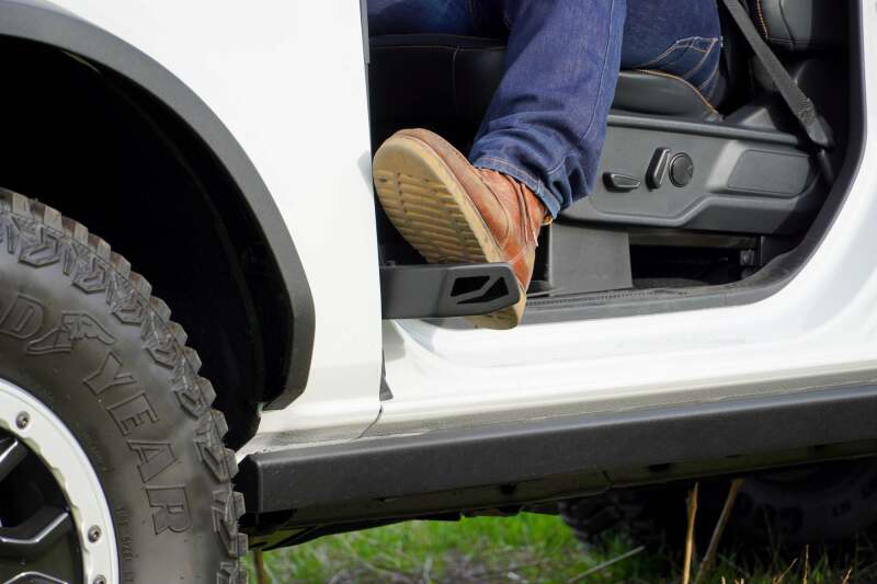 DV8 Offroad 2021+ Ford Bronco Foot Peg Pair - Black Exterior Styling offroad accessory | Iron Ridge Offroad