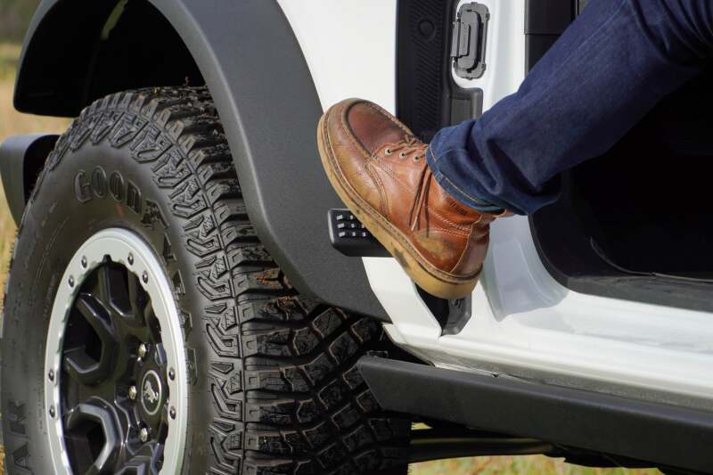 DV8 Offroad 2021+ Ford Bronco Foot Peg Pair - Black Exterior Styling offroad accessory | Iron Ridge Offroad