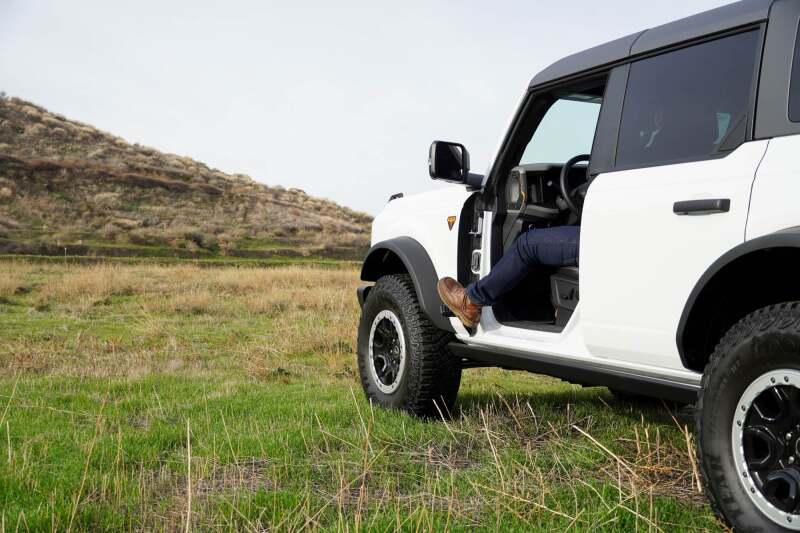 DV8 Offroad 2021+ Ford Bronco Foot Peg Pair - Black Exterior Styling offroad accessory | Iron Ridge Offroad