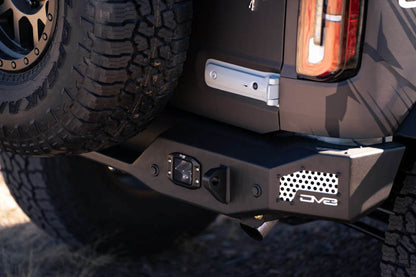DV8 Offroad 21 - 22 Ford Bronco MTO Series Rear Bumper with Side License Plate Mount and Recovery Points Lights offroad accessory | Iron Ridge Offroad