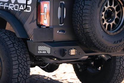 DV8 Offroad 21 - 22 Ford Bronco MTO Series Rear Bumper with Side License Plate Mount and Recovery Points Lights offroad accessory | Iron Ridge Offroad